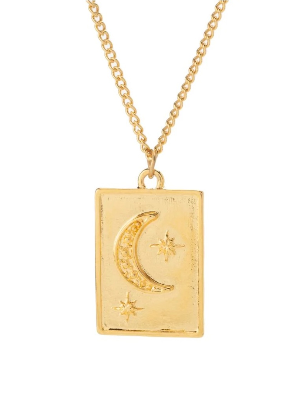 Gold Moon & Stars Rectangular Pendant Necklace - Mayamar